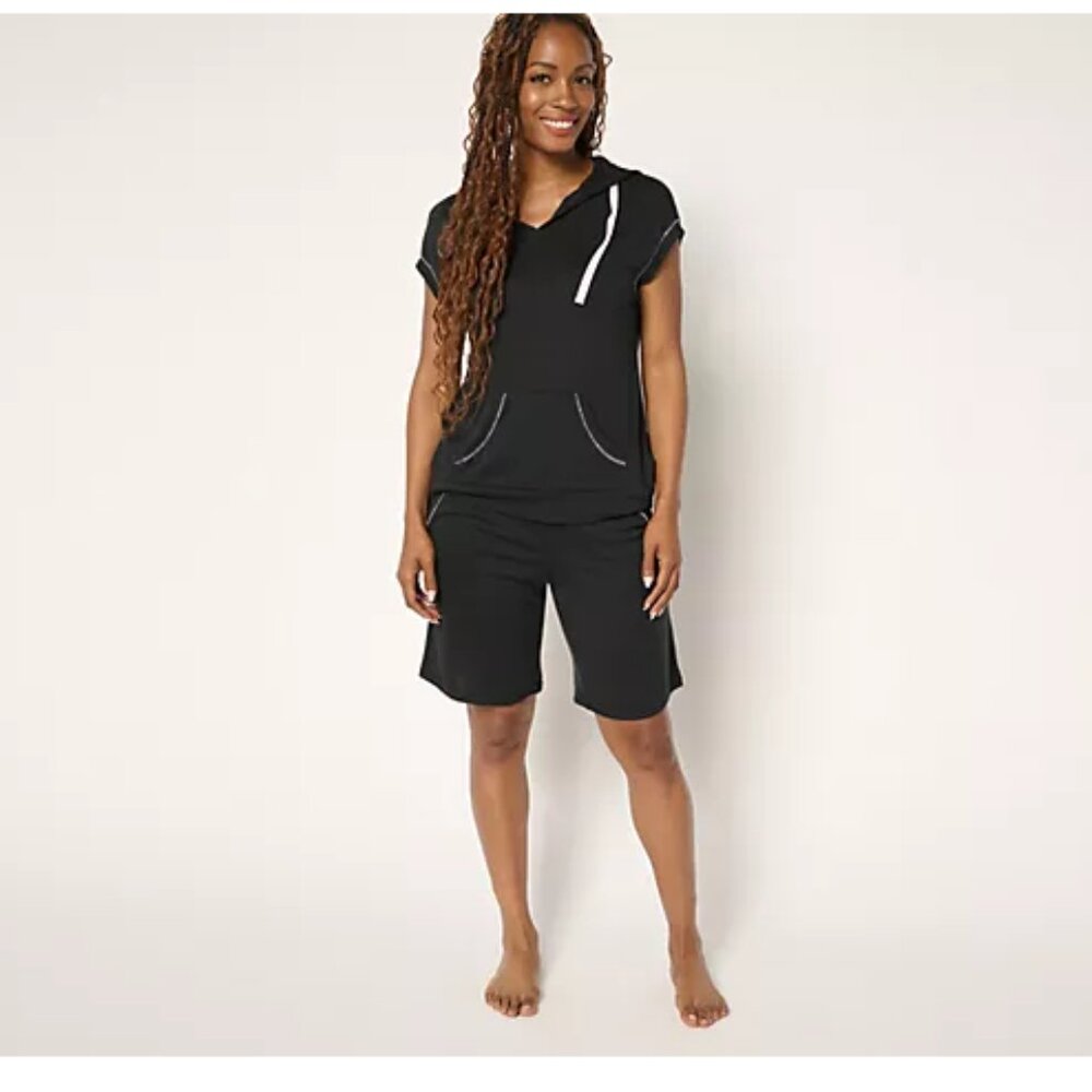 MUK LUKS Sweater Knit Bonfire Beach Lounge Set Black XL